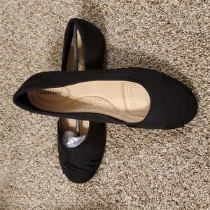 Black suede princess shoe